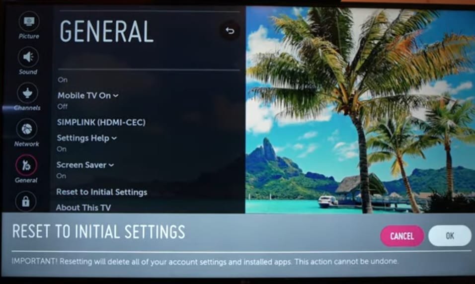 Reset LG TV Factory Setting