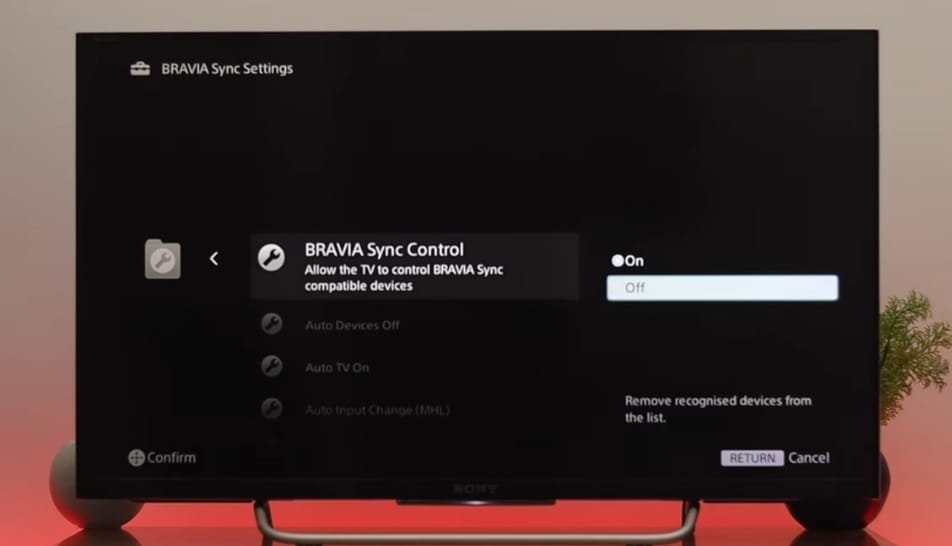 turn off bravia sync control