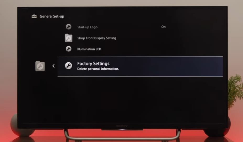 factory reset on Sony bravia